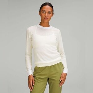Lululemon Women’s Silk-Blend Crewneck Sweater Lemon Sorbet / White Size 10